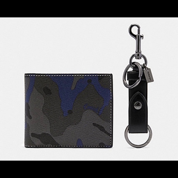 Men’s Coach camo wallet and key fob set - gift box